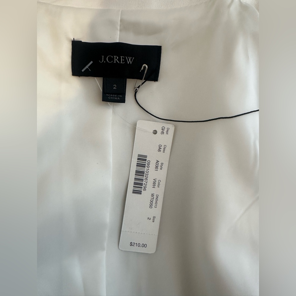 J. Crew NWT White Cotton Blend Fitted Women’s Blazer (Size 2) - Picture 7 of 9